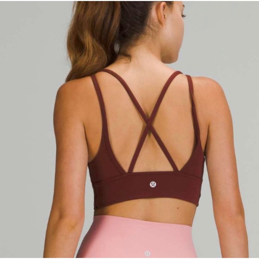 Lululemon In Alignment Longline Bra Light Support B/C Cup‎ Red Merlot Size 4